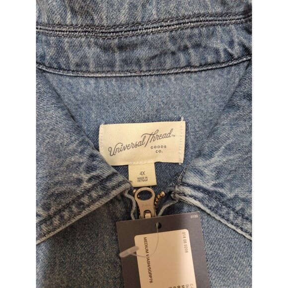 Universal Thread Women's 4X Medium Wash Denim Jacket with Zipper Closure -NEW - Picture 5 of 11